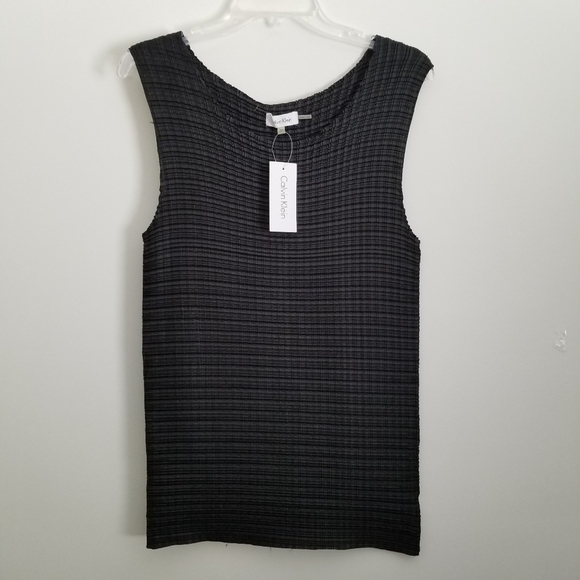 Calvin Klein Women's Top Size S/M Small Medium Black Sleeveless Textured Stretch - Picture 9 of 9